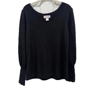 Rachel Parcell Nordstrom‎ Juliet Puff Sleeve Sweater Black Women’s XL Wool Blend
